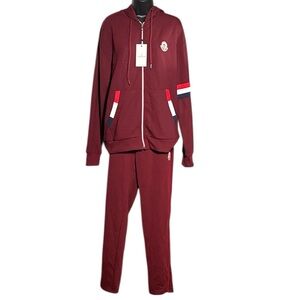 NEW Moncler Men’s Large Burgundy Track Suit Outfit NWT